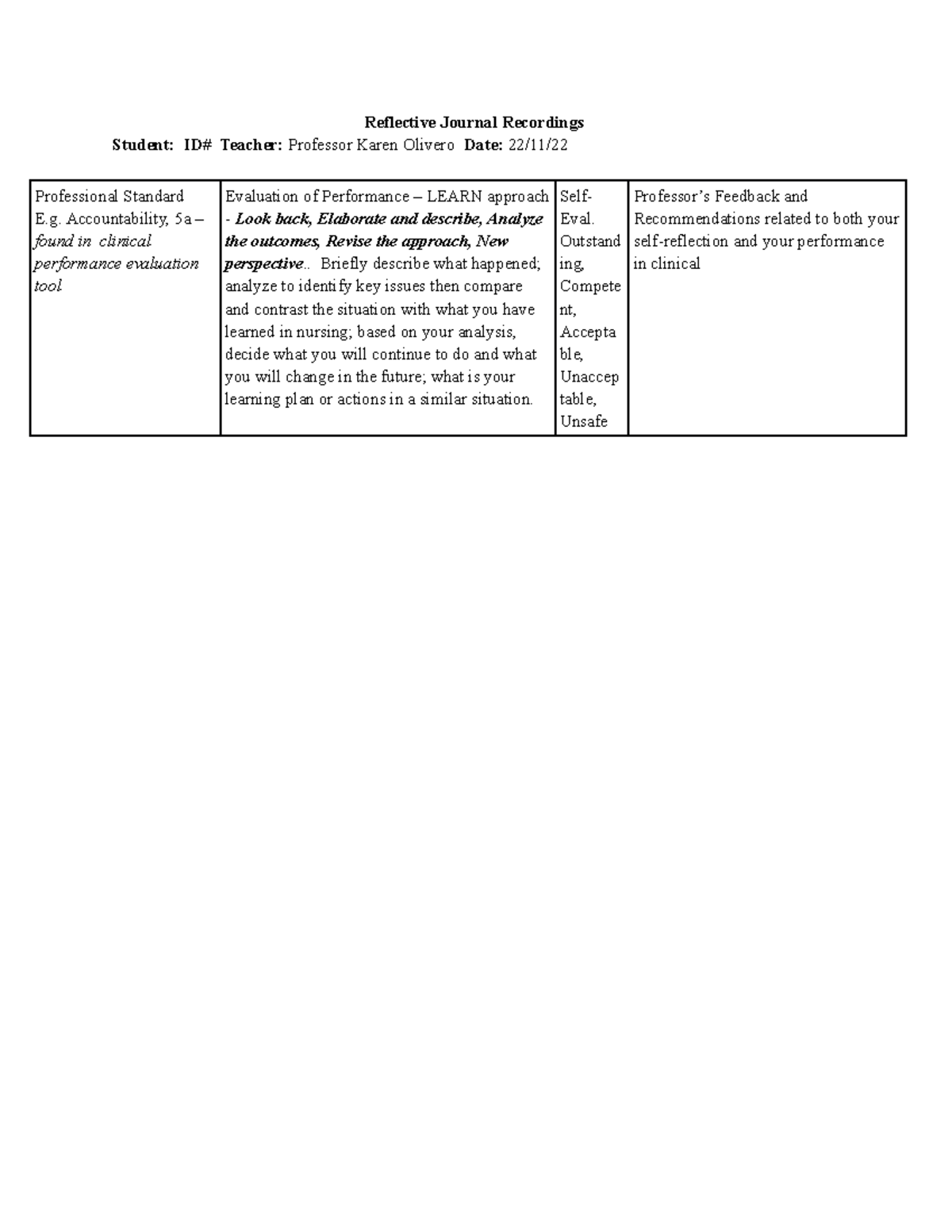 reflective journal assignment listening answers