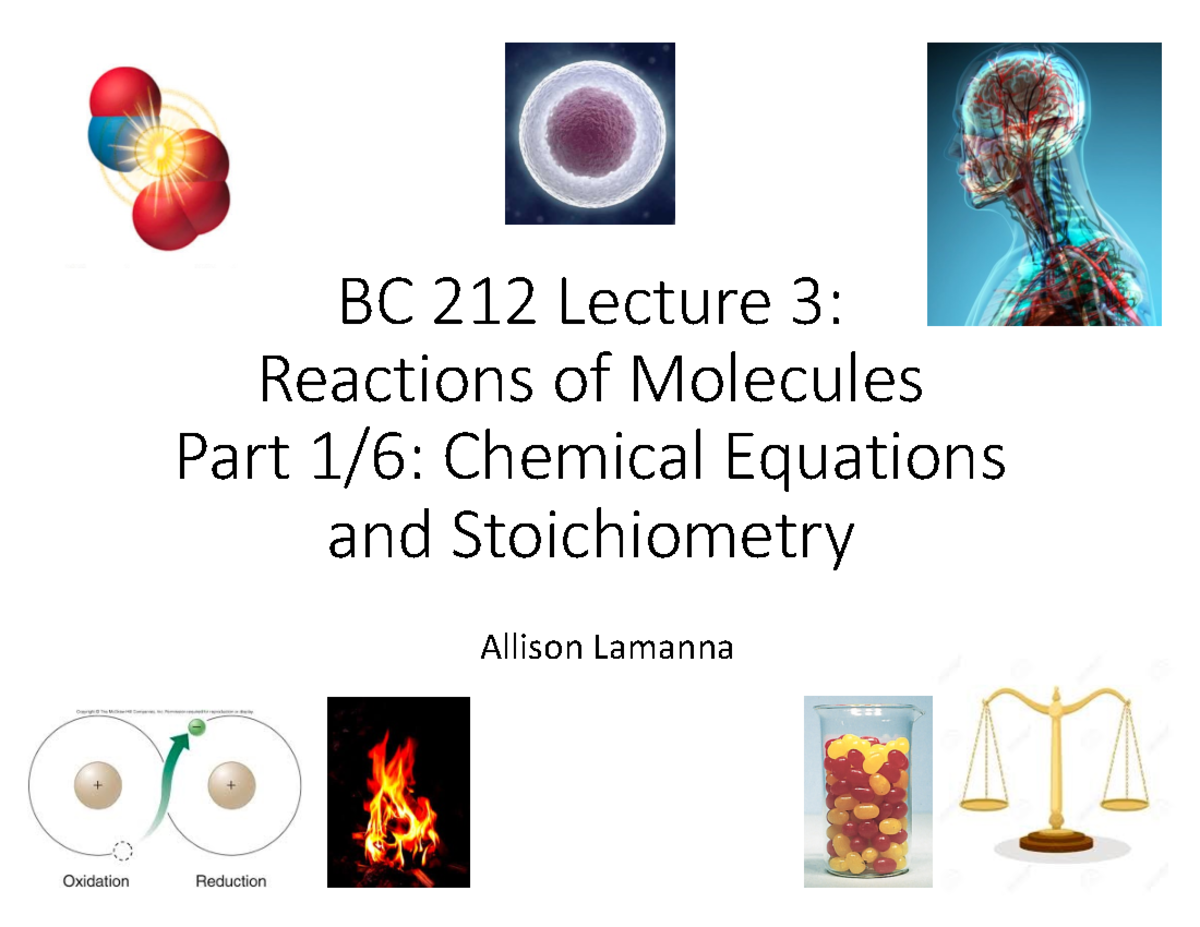 Exam 1 Lecture 3 - BC 212 Lecture 3: Reactions Of Molecules Part 1/6 ...