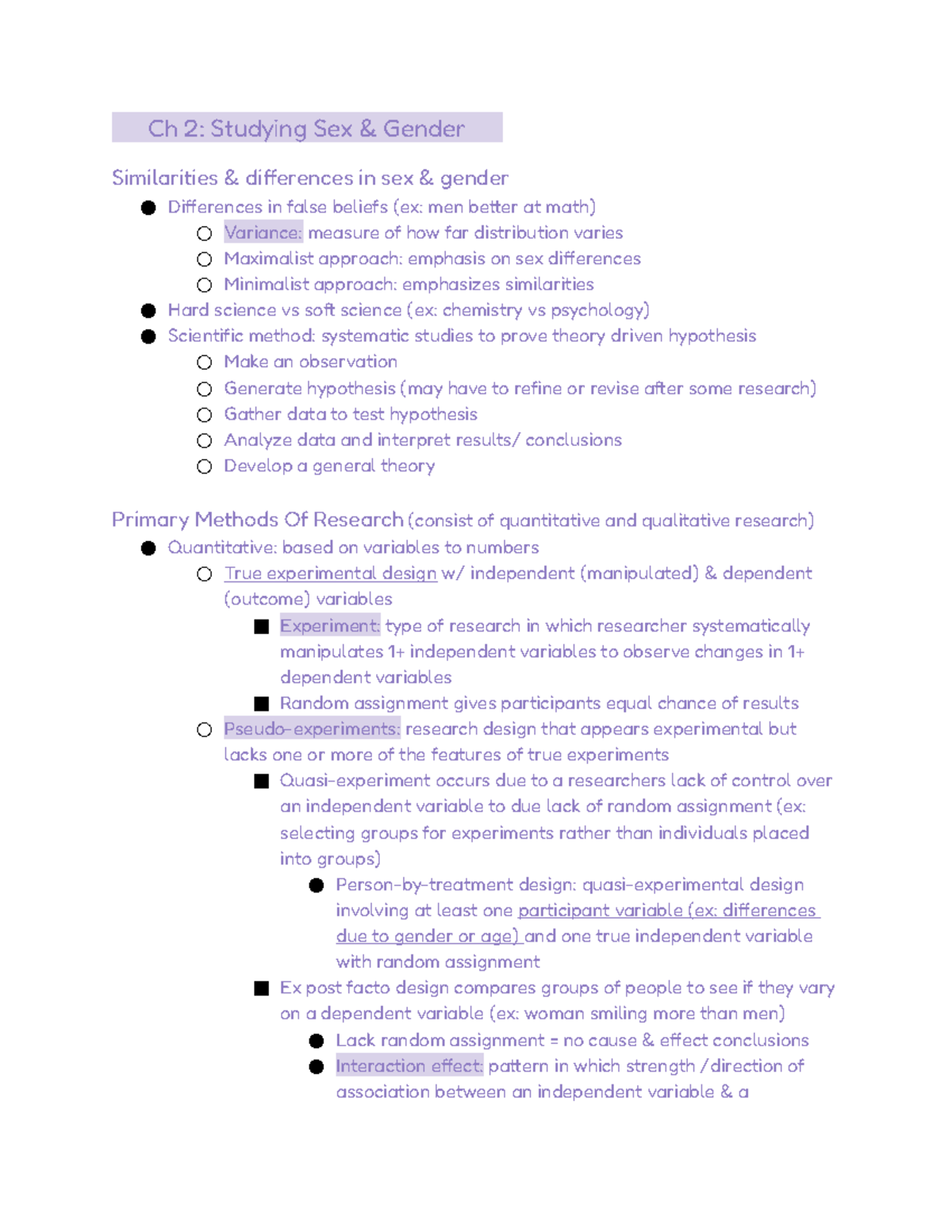 Psychology of Gender Chapter 2 - ...... 2: Studying Sex & Gender.......  Similarities & - Studocu