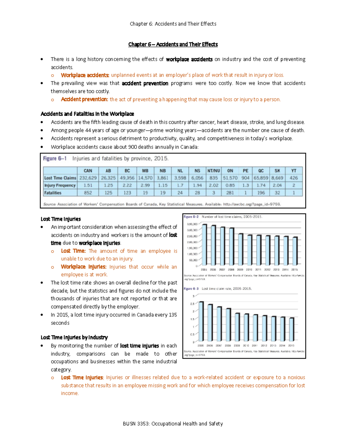 Chapter 6 Notes Occupational Safety and Health for Technologists