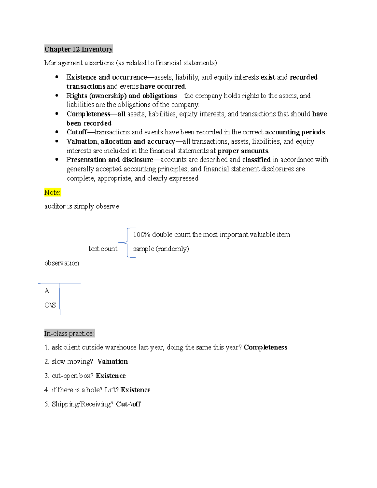 Chapter 12 Inventory Lecture notes with some practices in class