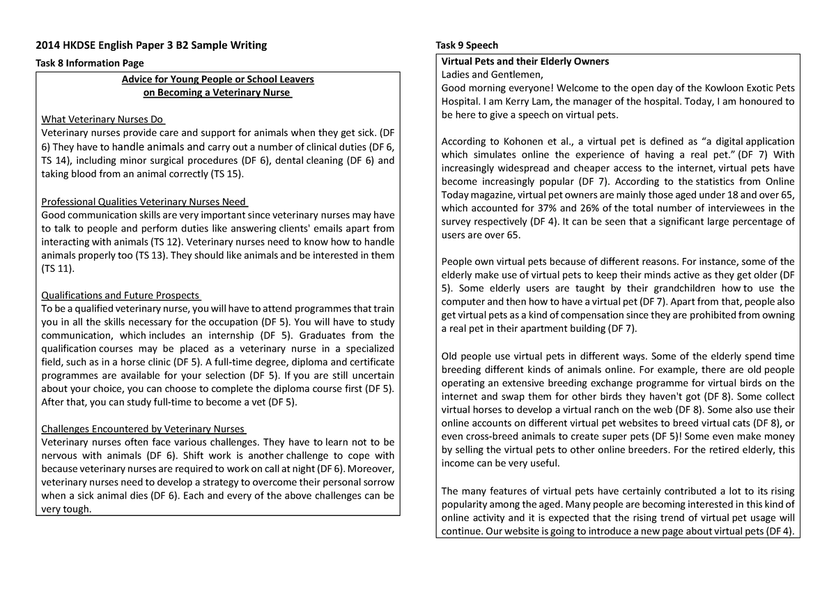 2014 Hkdse English Paper 3 B2 Sample Writing V2 2014 Hkdse English