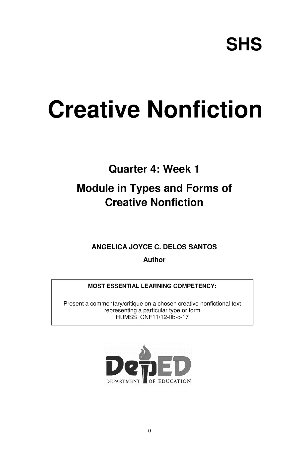 creative writing nonfiction module