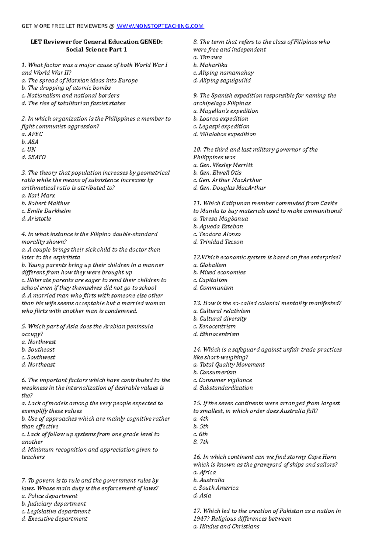 Social Science - .......... - GET MORE FREE LET REVIEWERS @ WWW ...