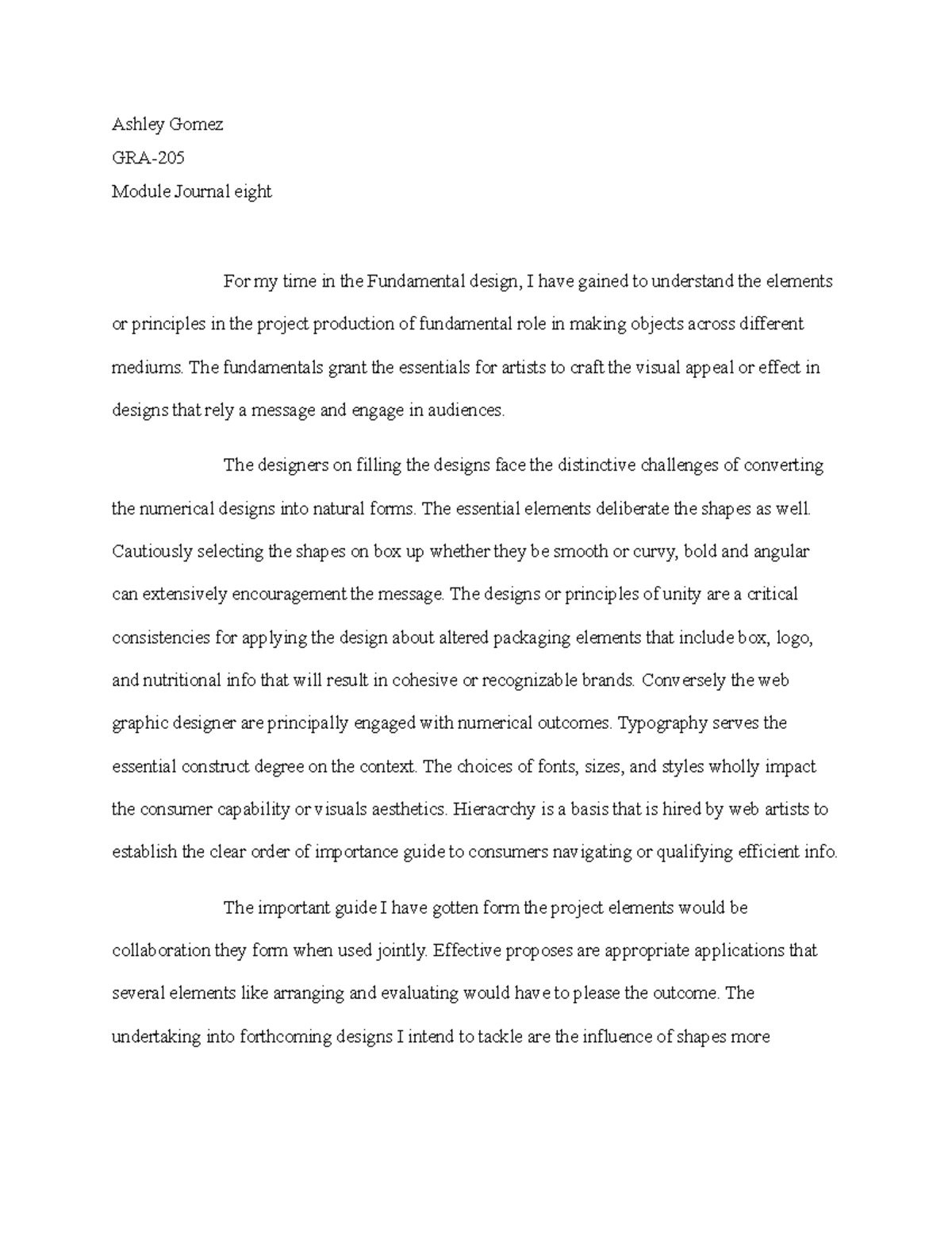 GRA-205 module eight - assignment - Ashley Gomez GRA- Module Journal ...