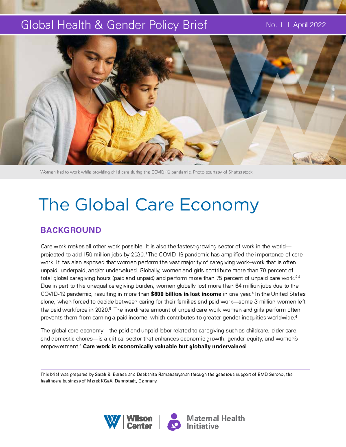 The Care Economy - MHI Policy Brief Apr 2022 - No. 1 l April 2022 Women ...