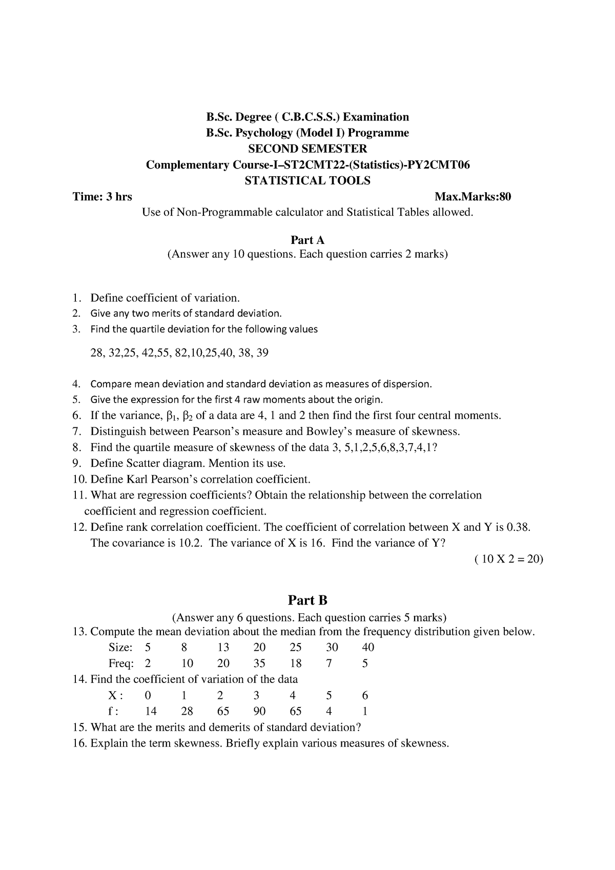 B - Previous Year Question Paper - B. Degree ( C.B.C.S.) Examination B ...