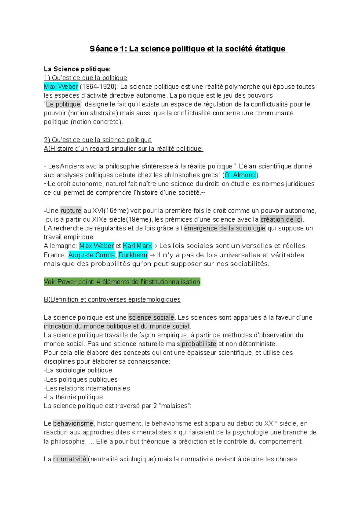 Science politique S1 Sceaux - Séance 1: La science politique et la ...