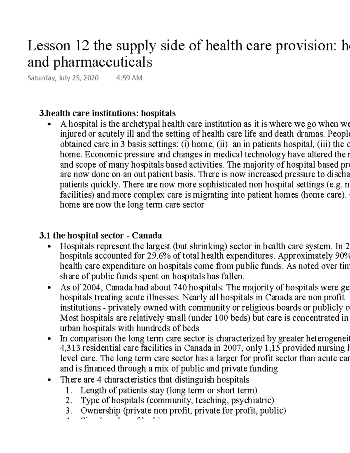 Introduction to health economics an d the Canadian health care system ...