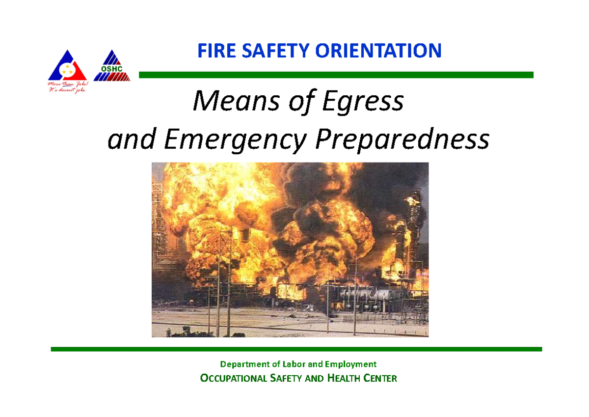 Means of Egress and Emergency Preparedess - FIRE SAFETY ORIENTATION ...