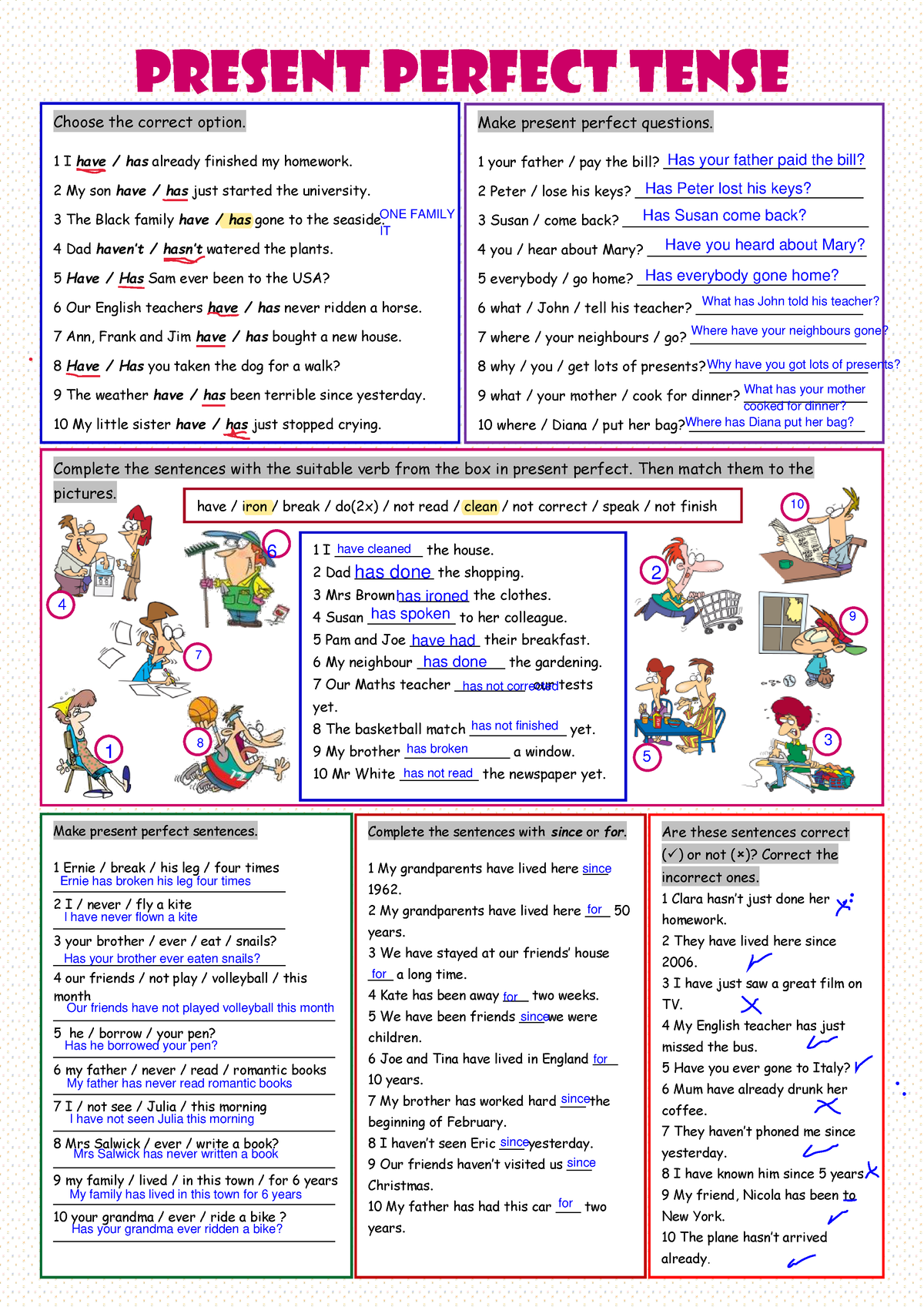 1. present-perfect-tense-grammar OK - PRESENT PERFECT TENSE Choose the ...