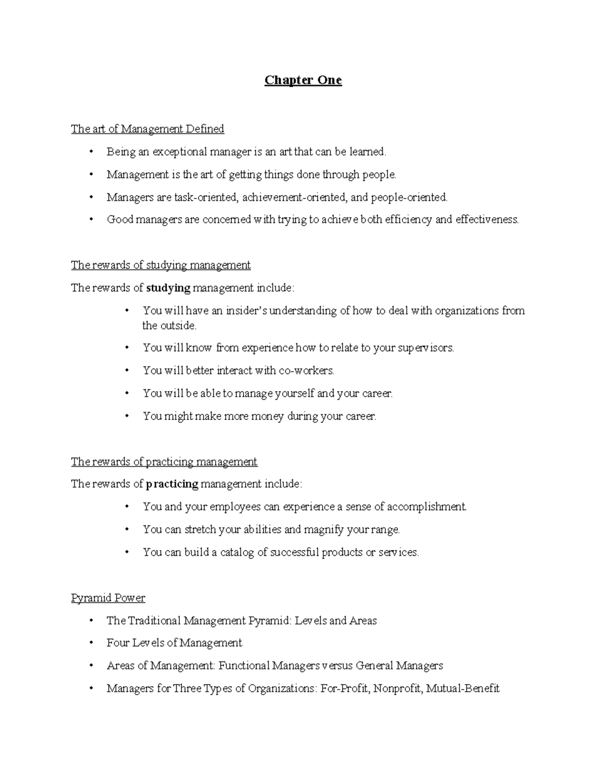 Chapter one to four - Lecture notes 1-4 - Chapter One The art of ...