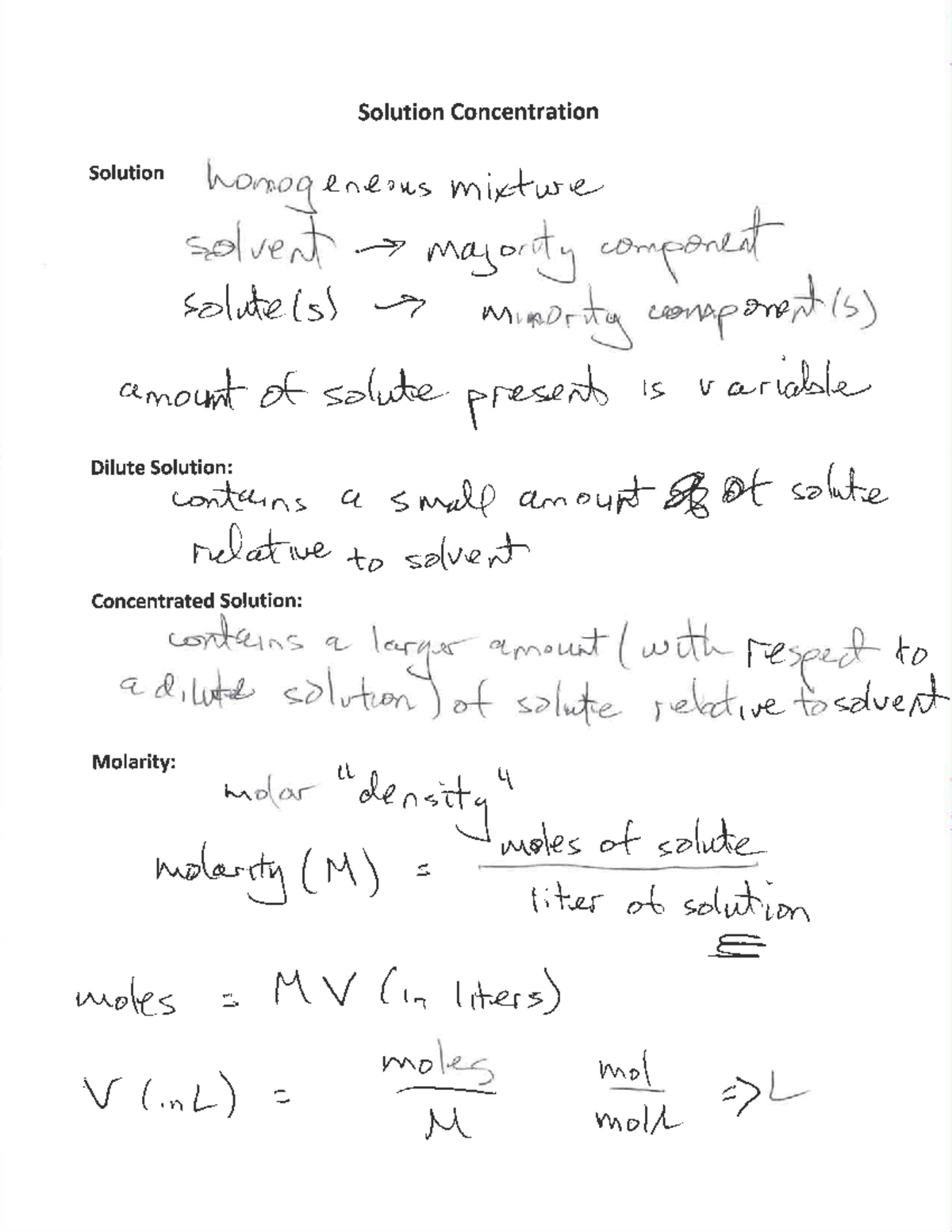 Solution Concentration Lecture Notes - CHE 111 - Studocu