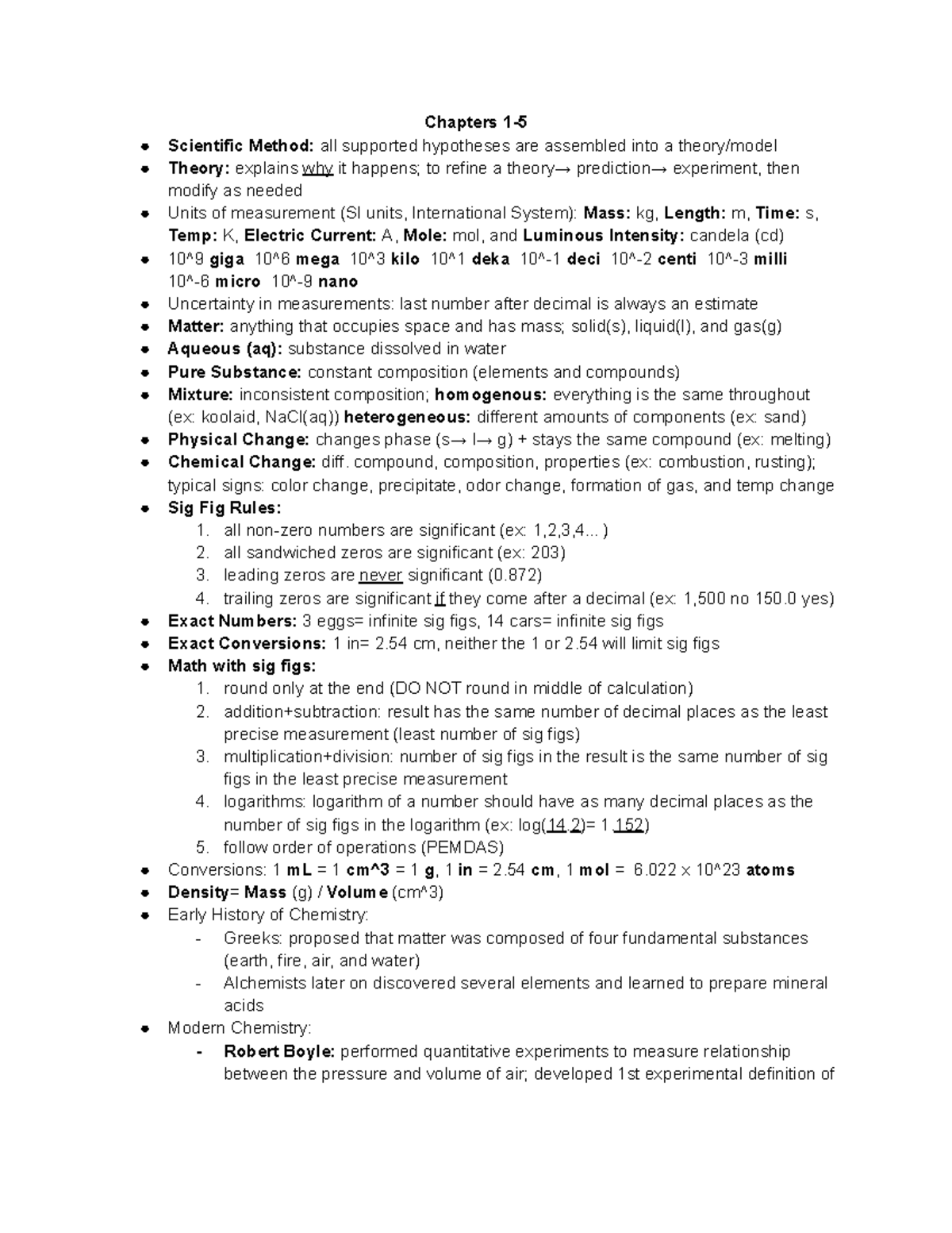 Chem 1127Q Final Study Guide - Chapters 1- Scientific Method: all ...