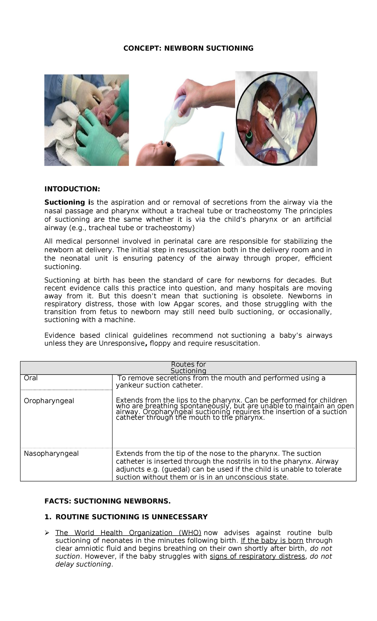 NB suctioning heimlich manuever 1 - CONCEPT: NEWBORN SUCTIONING ...