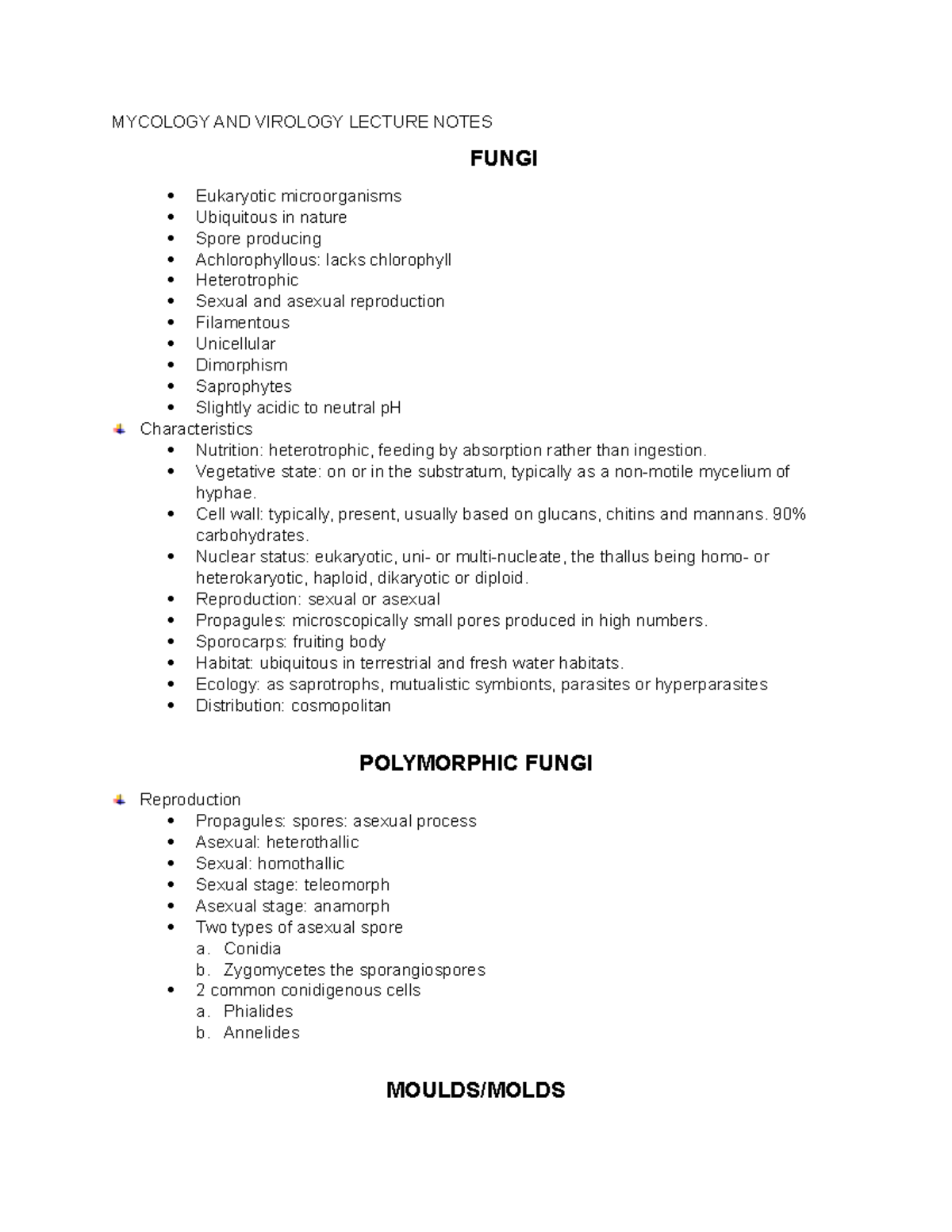 Mycology AND Virology Lecture Notes - MYCOLOGY AND VIROLOGY LECTURE ...