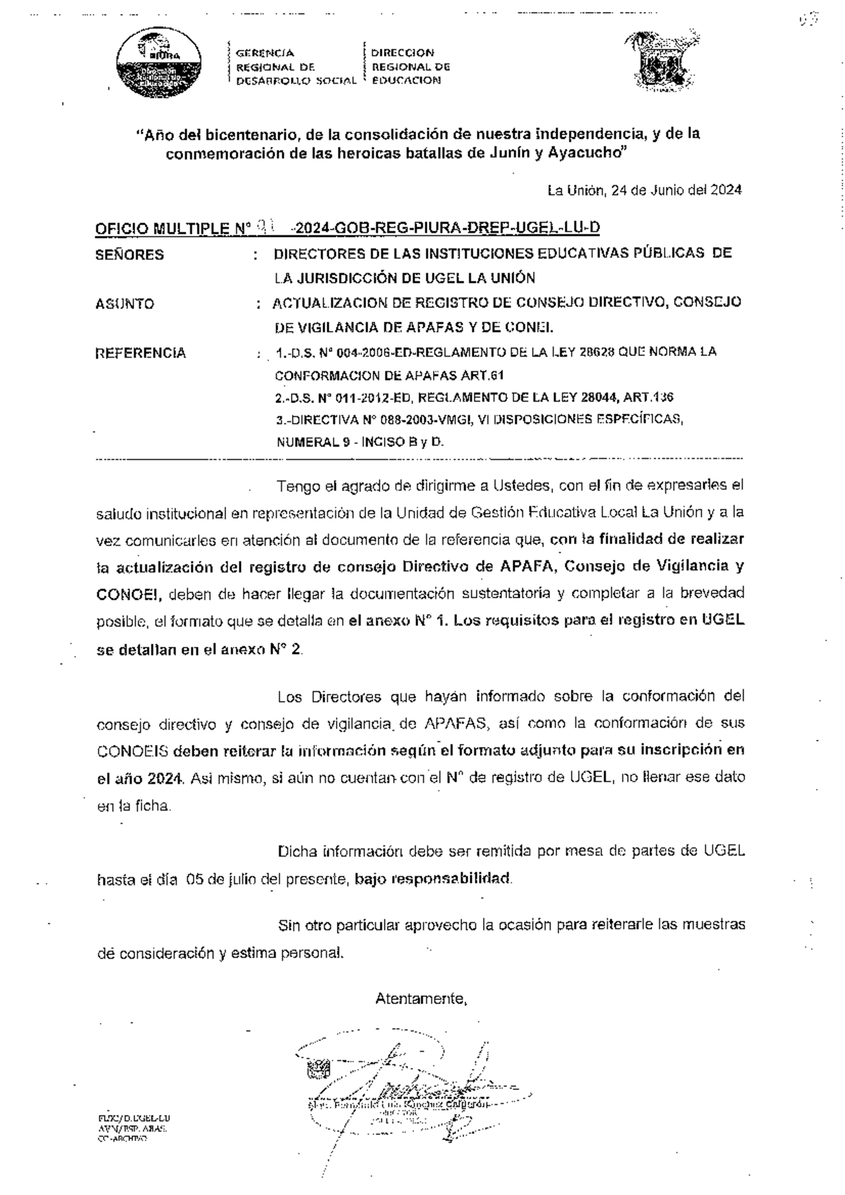 Oficio Multiple Sobre Registro DE Apafas Y Conei - 03 BIURA GERENCIA ...