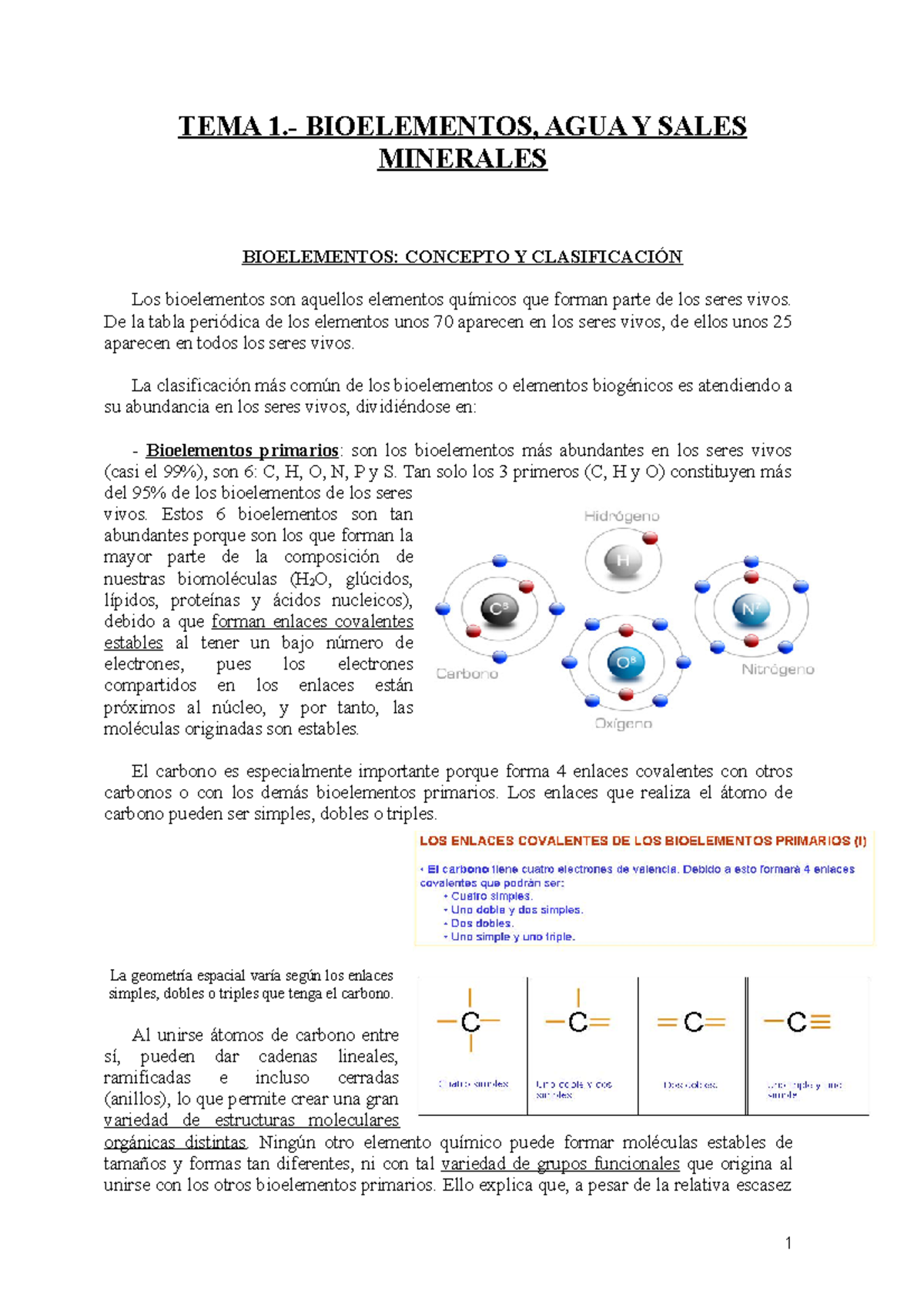 Bioelementos Y Biomoleculas - TEMA 1.- BIOELEMENTOS, AGUA Y SALES ...