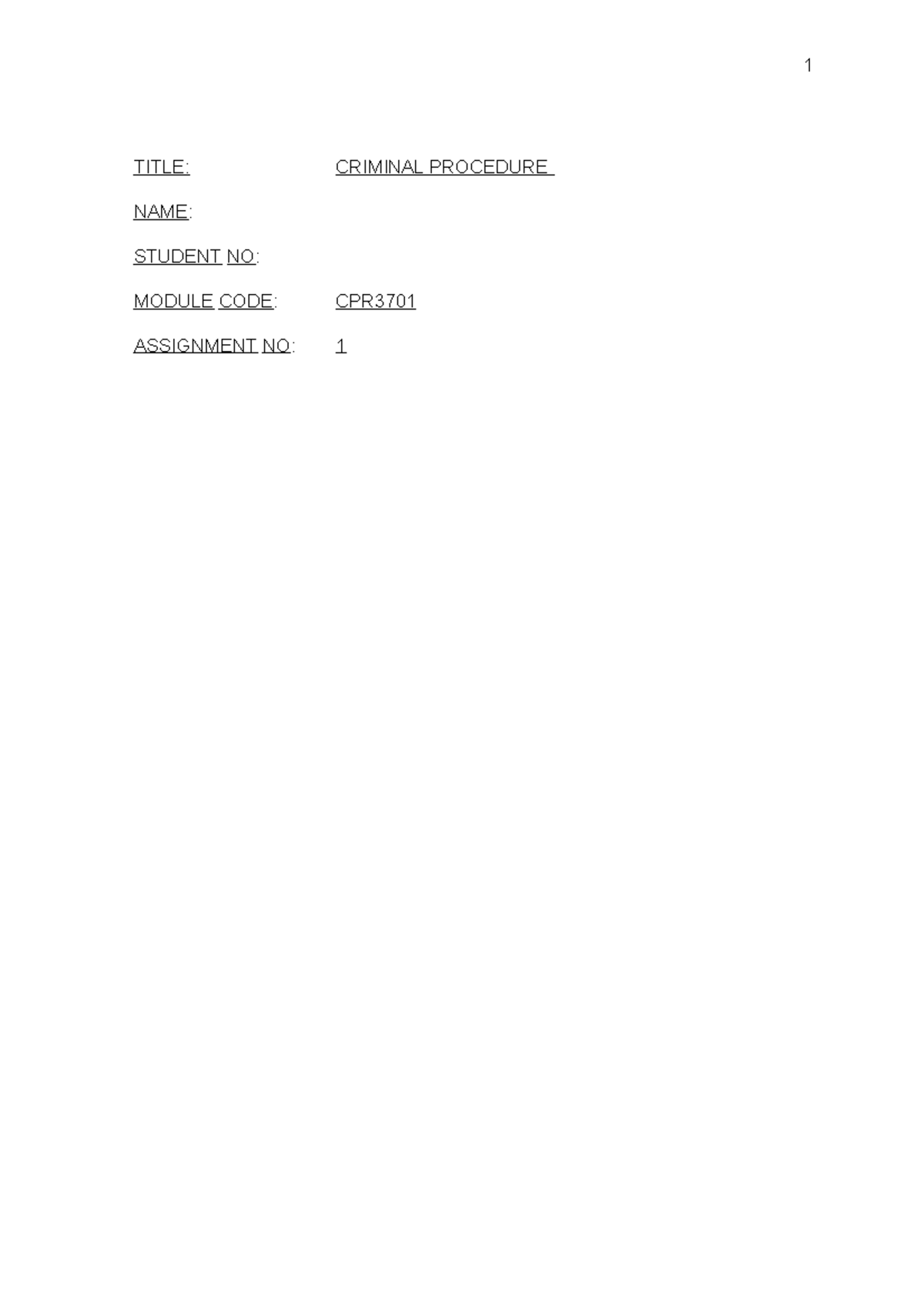 CPR3701 - A1 (studocu) - criminal procedure mandatory assignment 2021 ...
