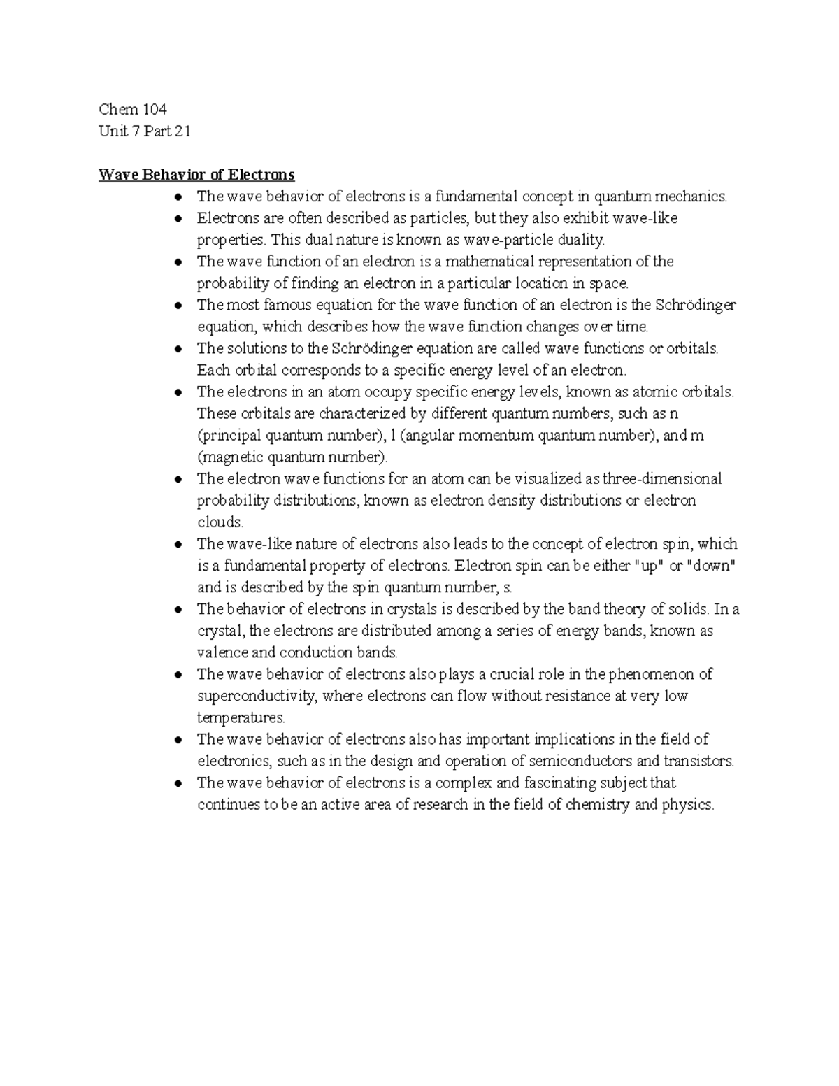 General Chemistry 104 Unit 7 Part 21 Notes - Chem 104 Unit 7 Part 21 ...