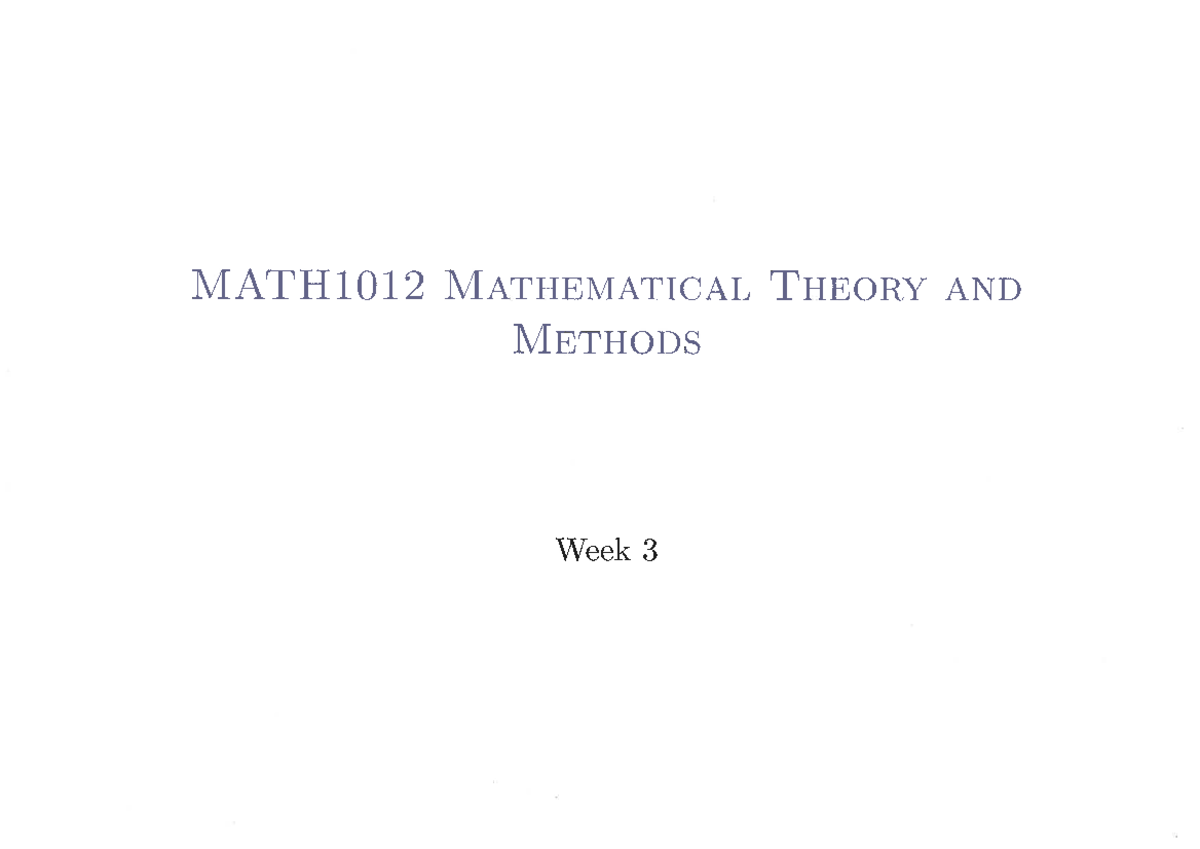 Week 3 Lectures Notes (Scanned) - MATH1012 - Studocu