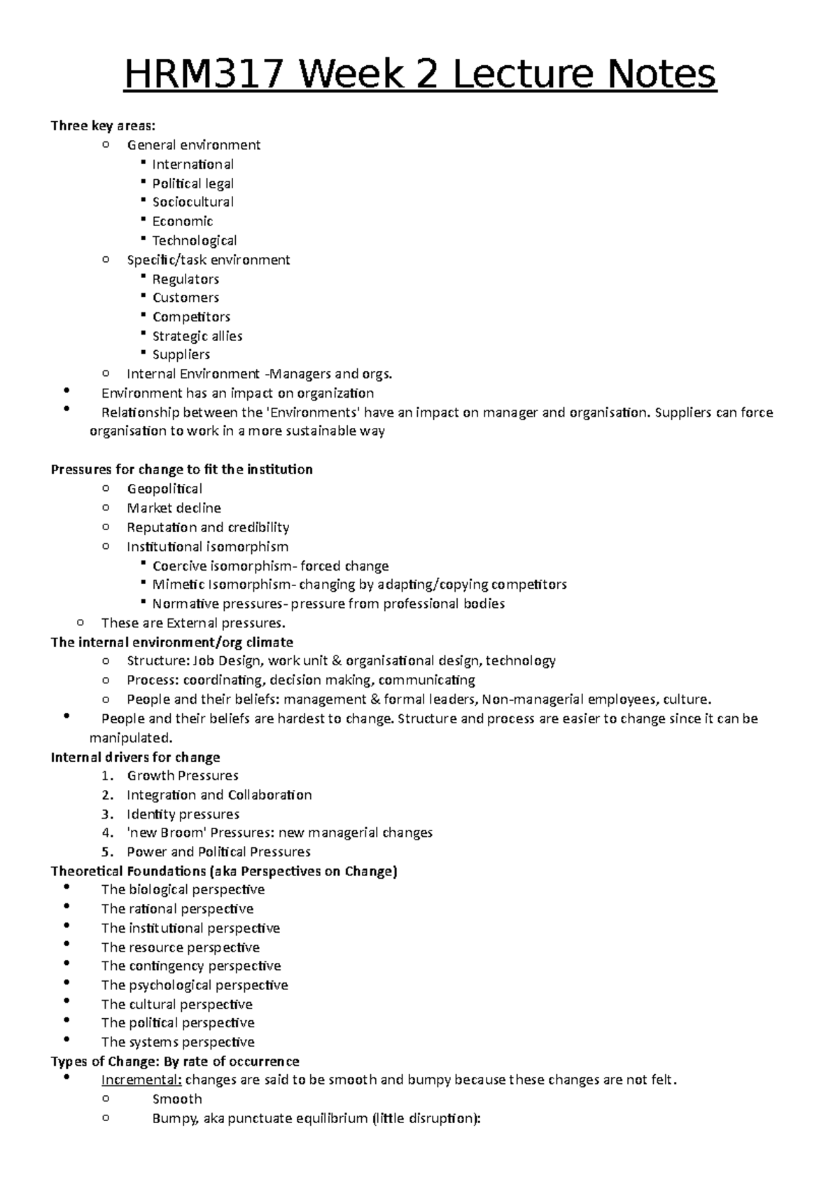 HRM317 Week 2 Lecture Notes - Commerce - MQ - StuDocu
