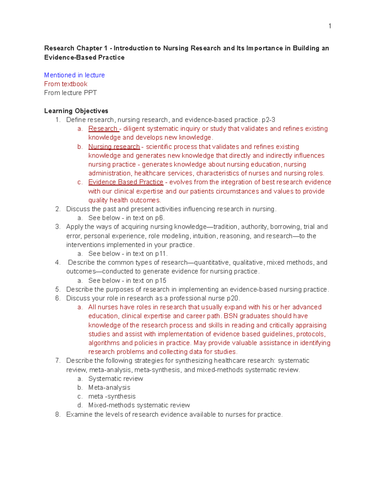 understanding nursing research chapter 1 quizlet