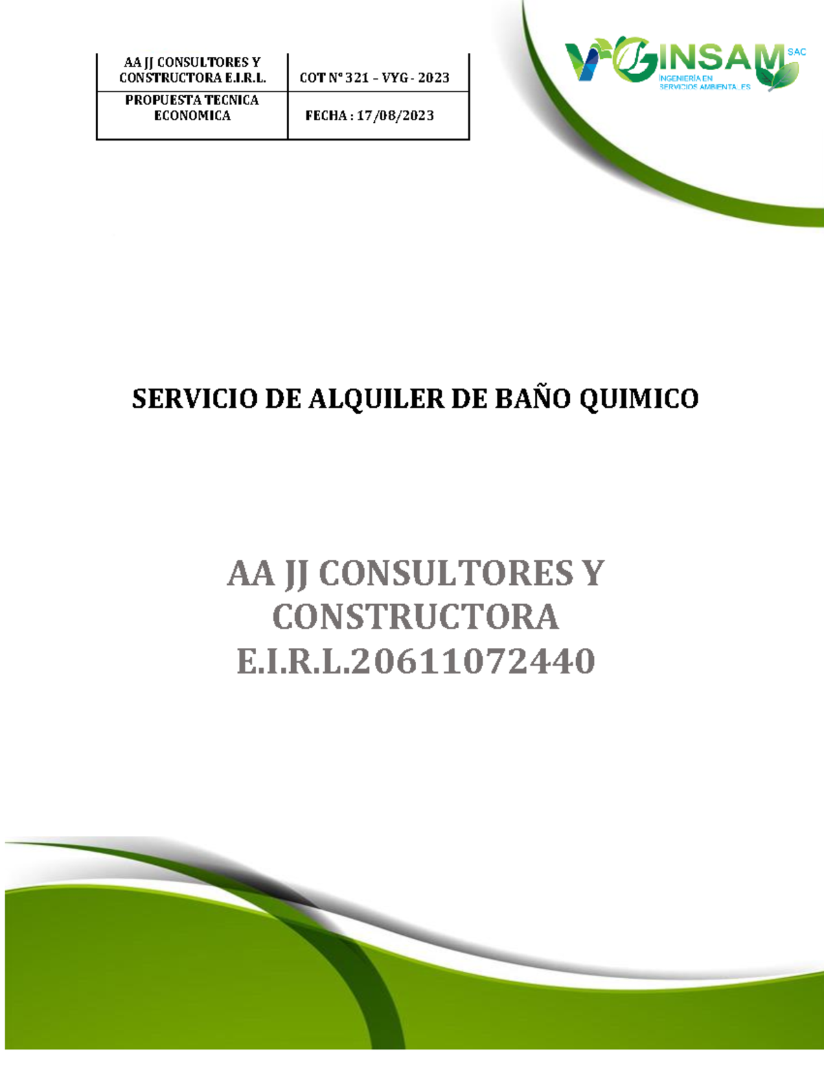 N° 321 COT AA JJ Consultores Y Constructora EIRL - CONSTRUCTORA E.I.R ...