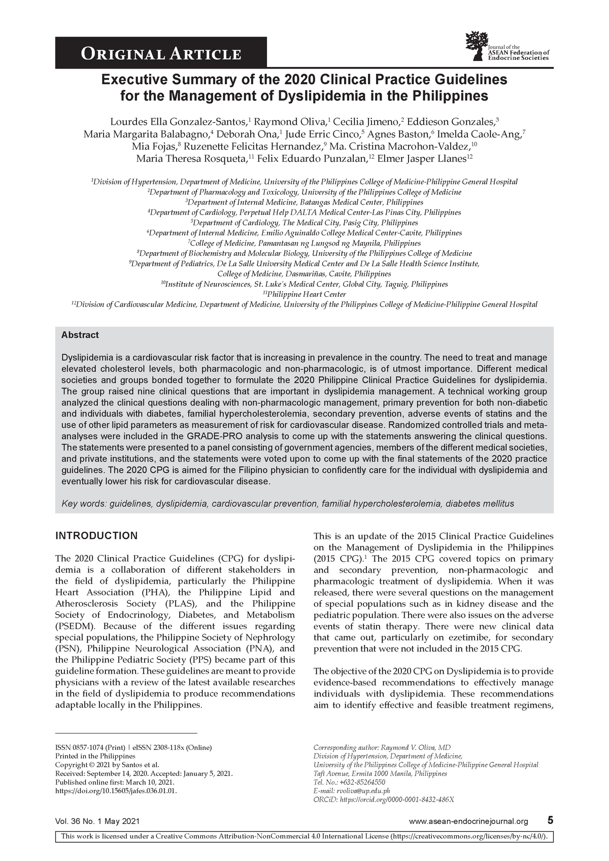 Plas dyslipidemia 2020 - Executive Summary of the 2020 Clinical ...