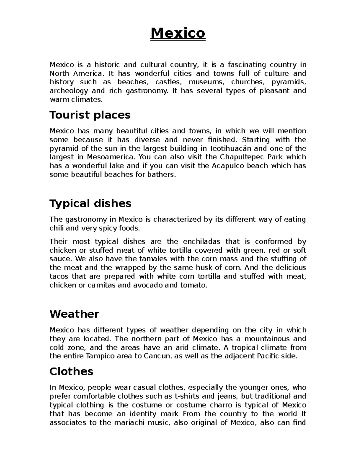 Mexico final ingles - Mexico Mexico is a historic and cultural country ...