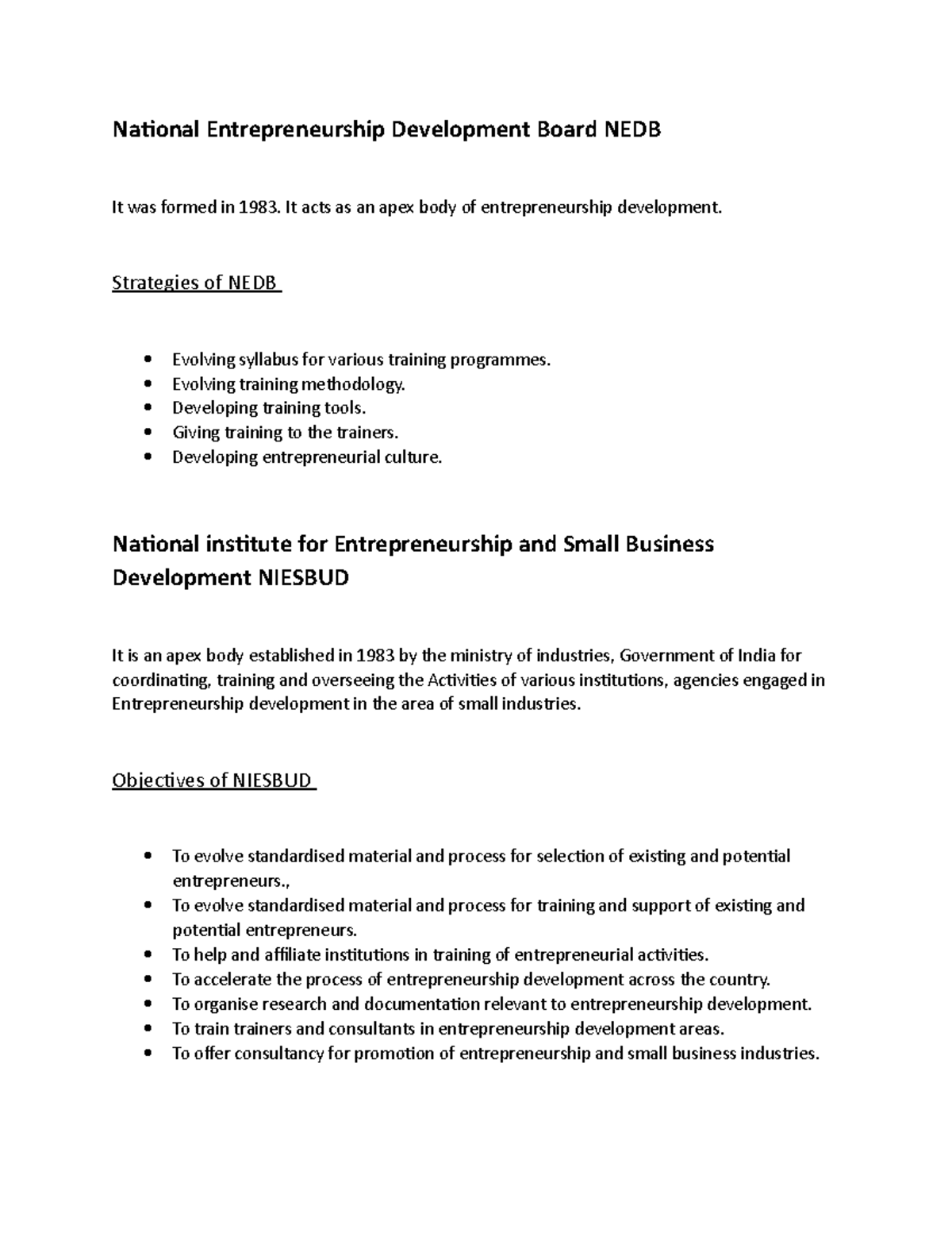 National entrepreneurship board National Entrepreneurship Development