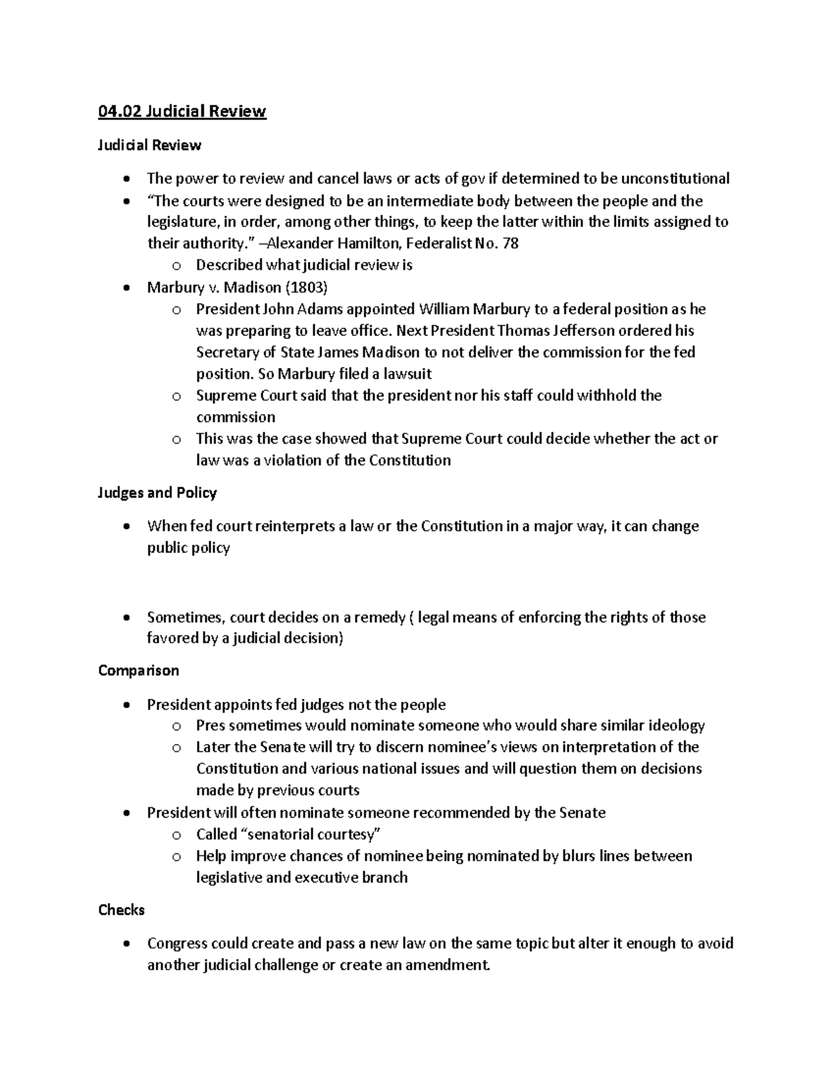 Judicial Review U.S Gov 04 Judicial Review Judicial Review The power