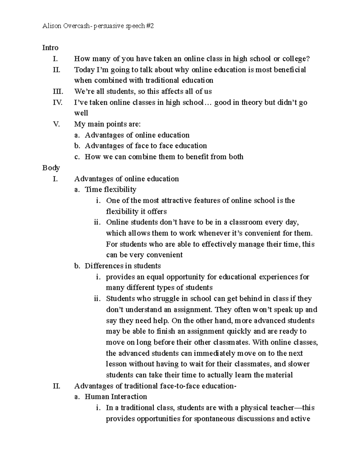 persuasive speech outline