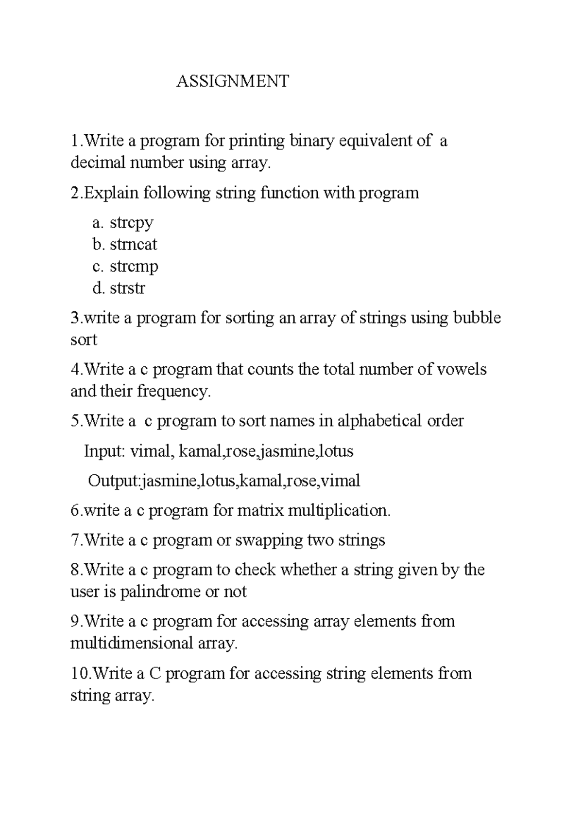 Assignment 2 - ASSIGNMENT 1 a program for printing binary equivalent of ...