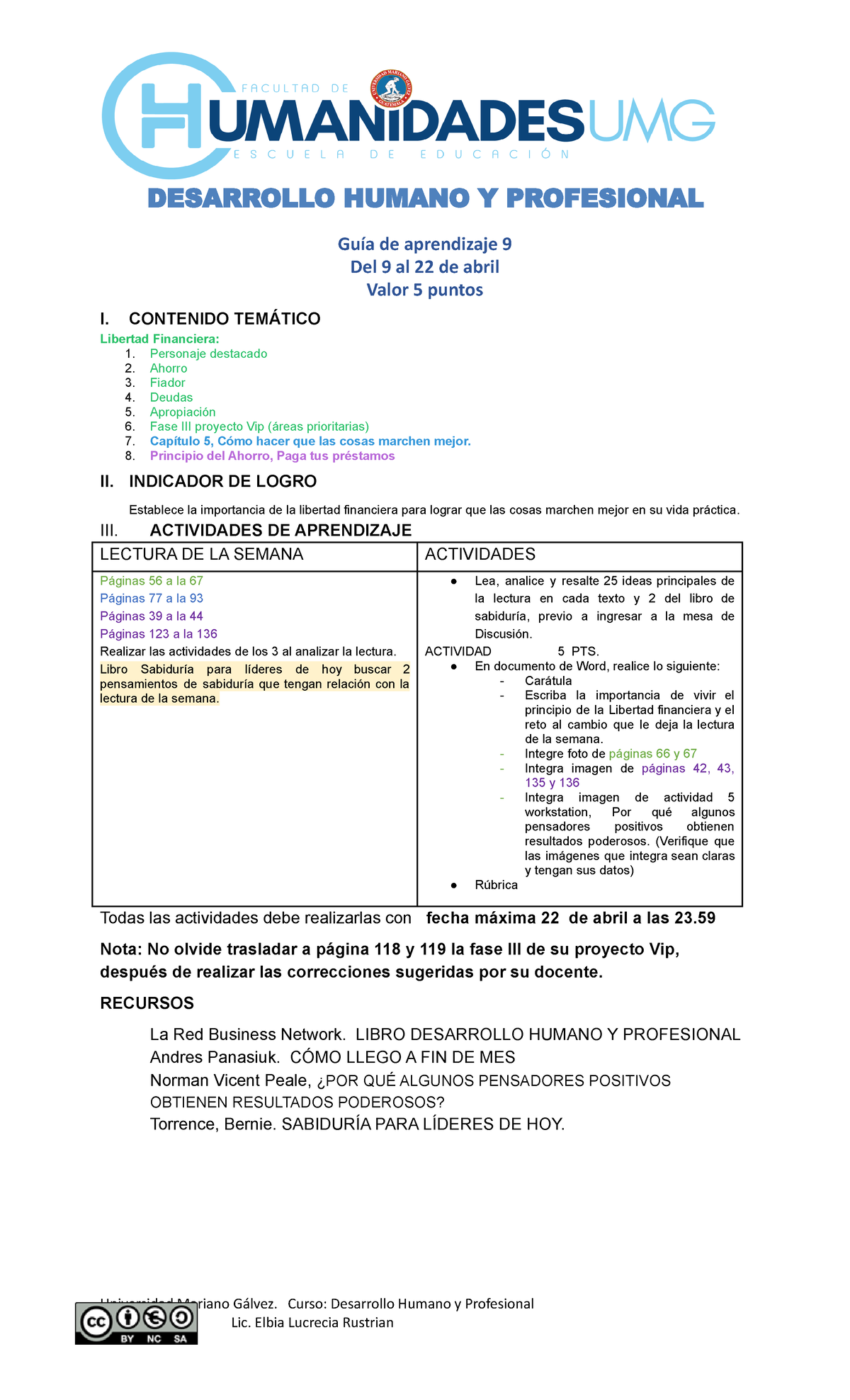 GUÍA9 Desarrollo humano Profesional en la Facultad de Humanidades ...