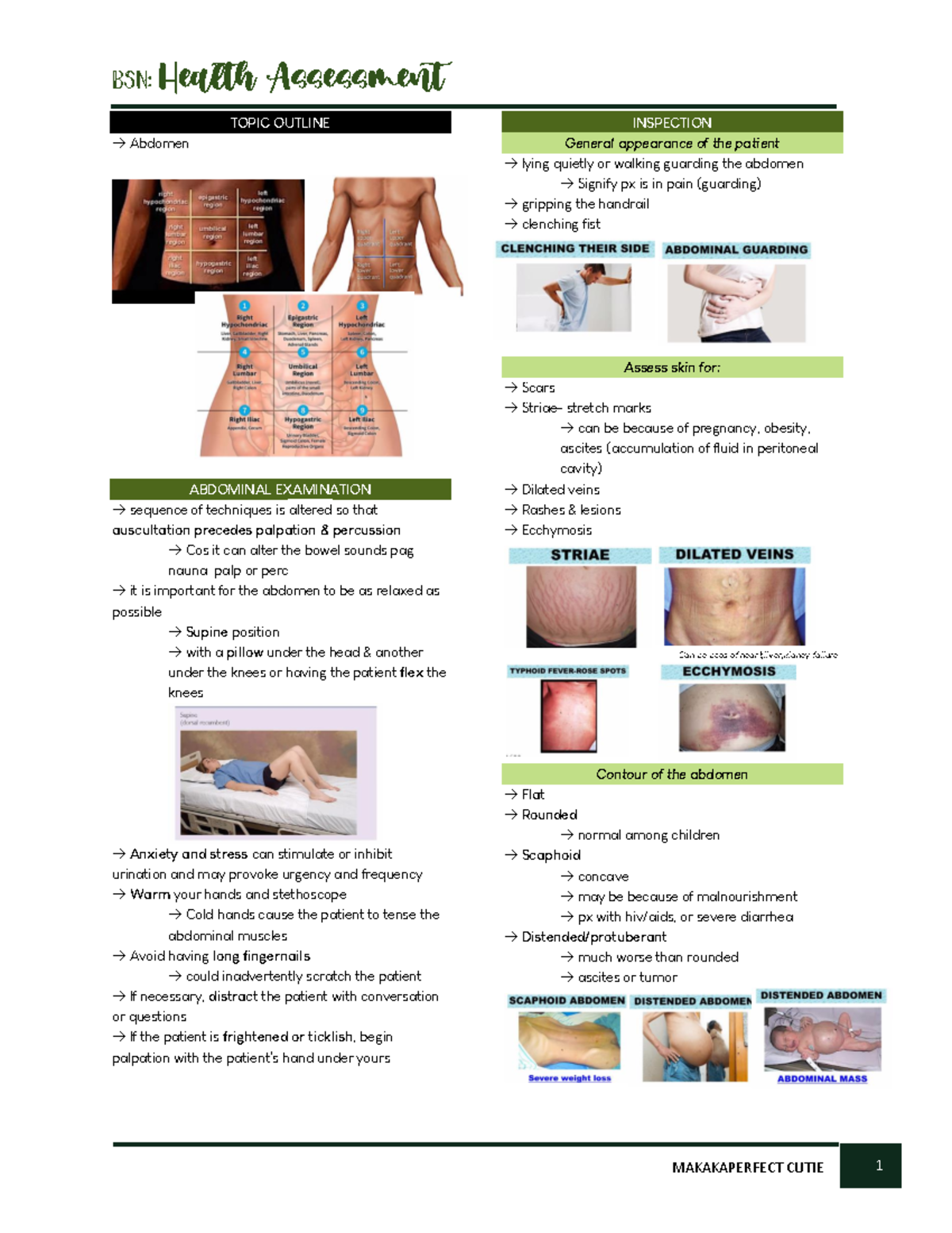 Abdomen - TOPIC OUTLINE → Abdomen ABDOMINAL EXAMINATION → sequence of ...