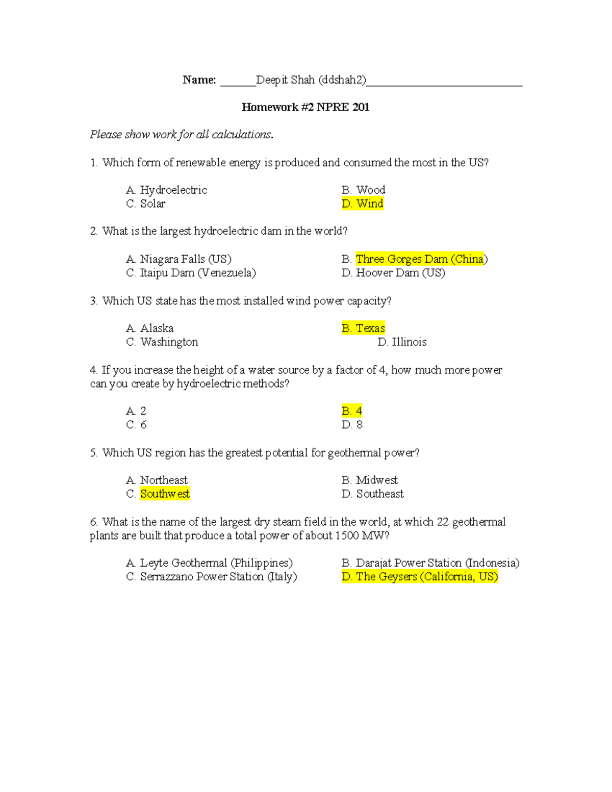 NPRE 201 HW2 - first home work of the npre - Name: Deepit Shah (ddshah2
