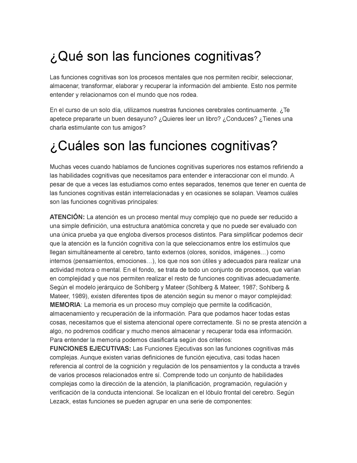 Qué Son Las Funciones Cognitivas Esto Nos Permite Entender Y Relacionarnos Con El Mundo Que 2046