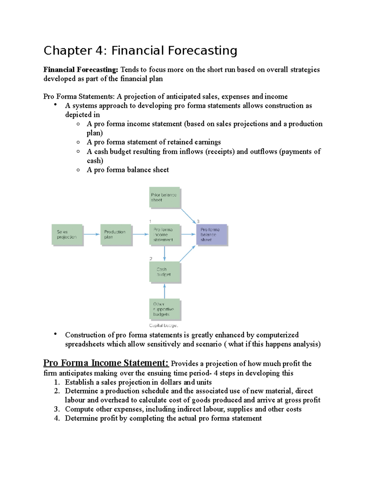 Chapter 4 - Summary - Chapter 4: Financial Forecasting Financial ...