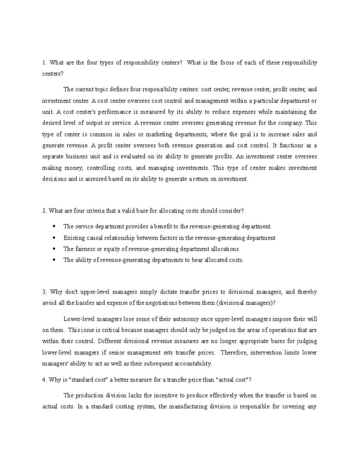 Four Responsibility centres - What are the four types of responsibility ...