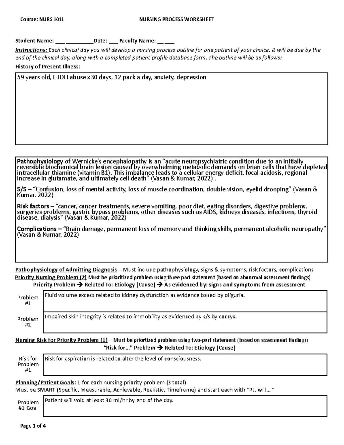 N101L AB Nursing Process 4 - N101L - WCU - Studocu