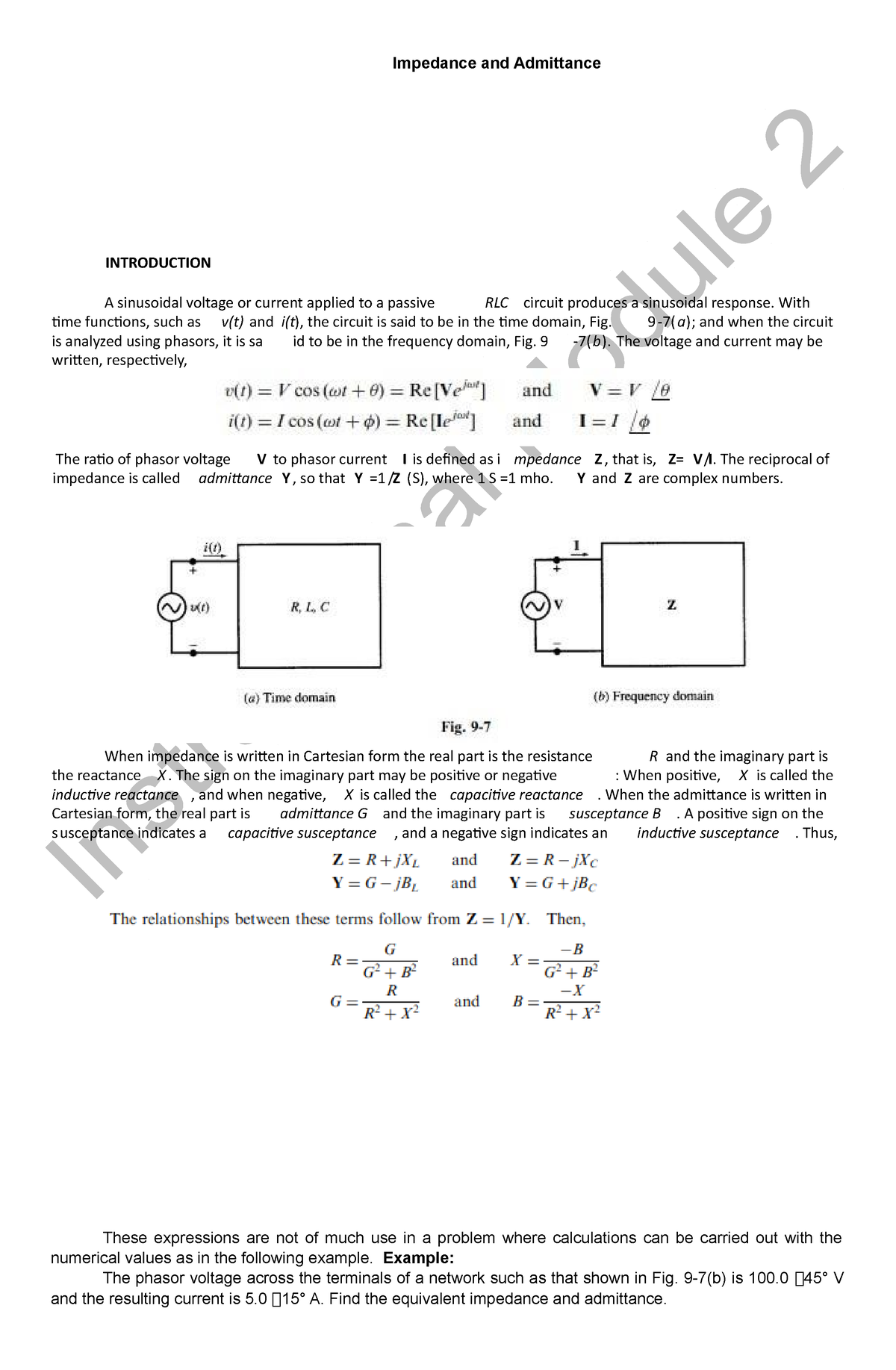 Impedance And Admittance - Impedance And Admittance These Expressions ...