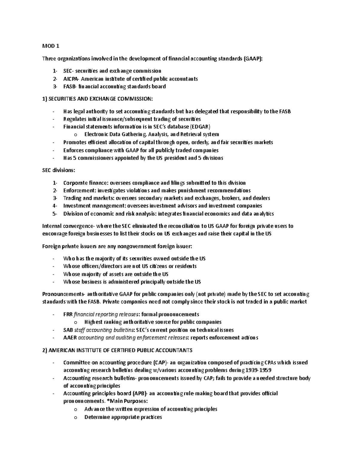 D103 int accounting 1 - notes - MOD 1 Three organizations involved in ...