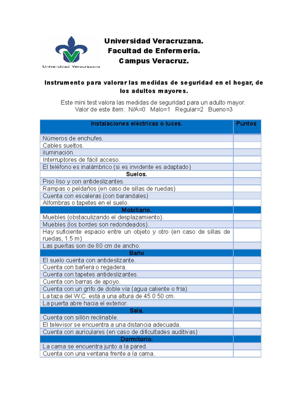 Instrumento para valorar las medidas de seguridad en el hogar ...