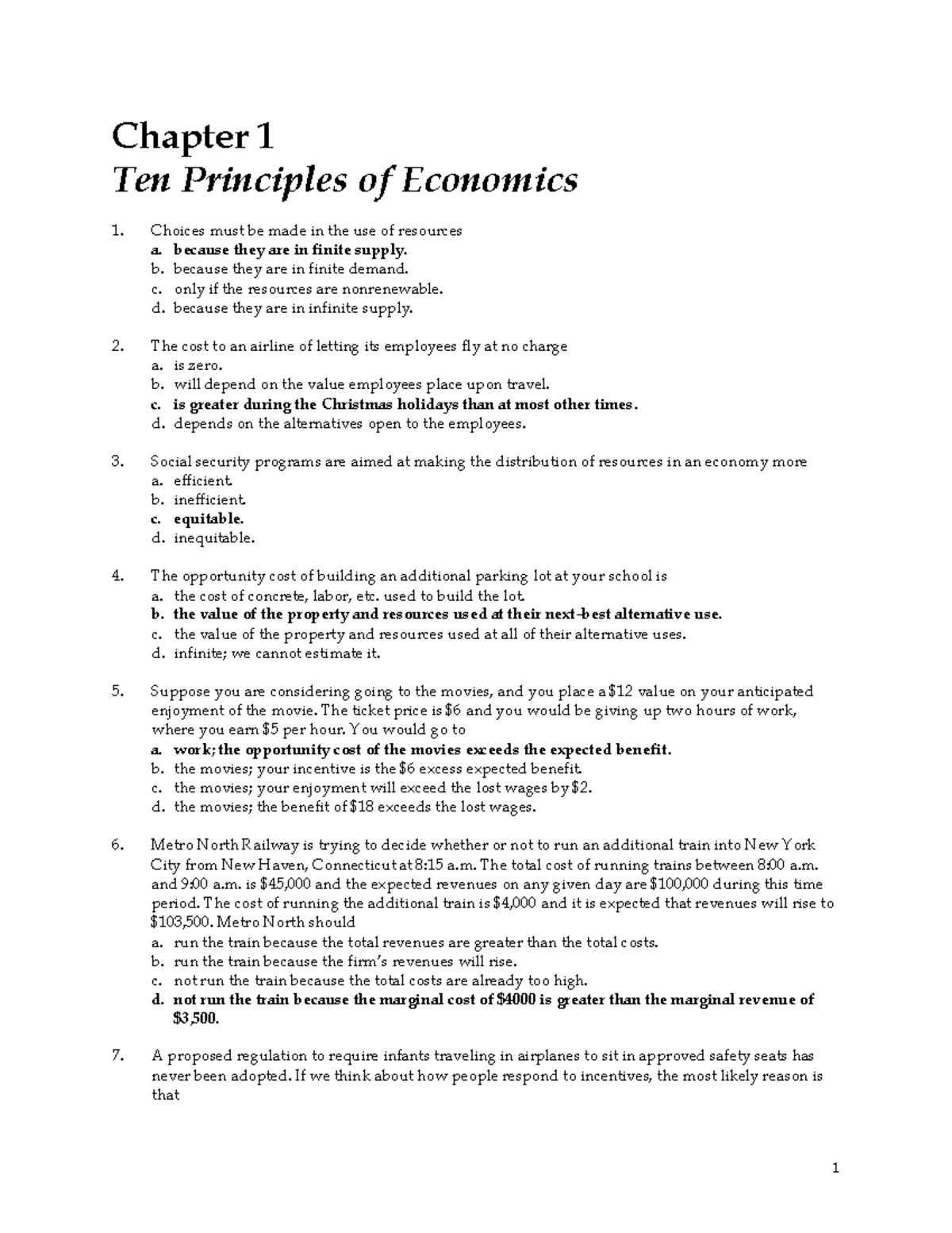 Chapter 01 - chương 1 - 1 Chapter 1 Ten Principles of Economics Choices ...
