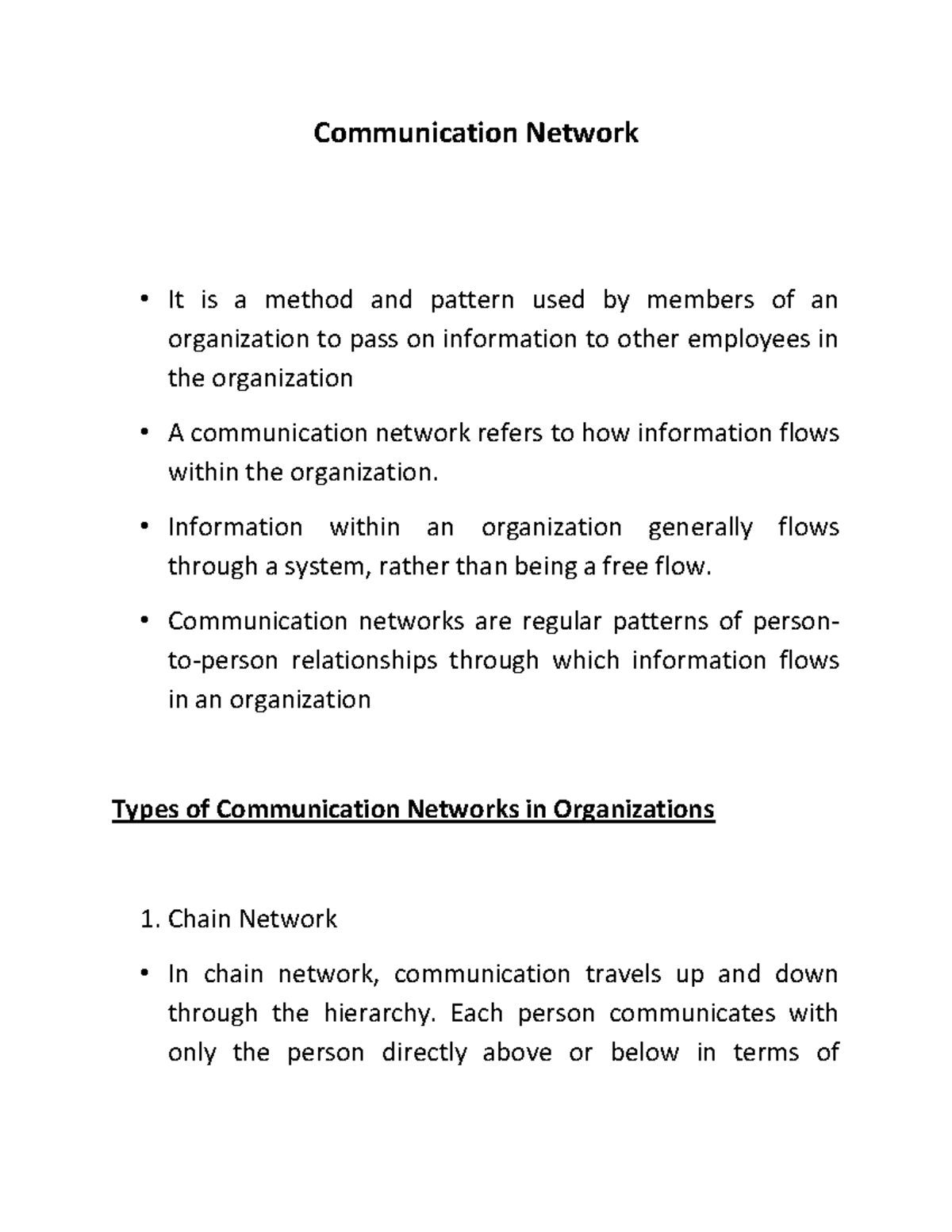Communication Network - Information within an organization generally ...