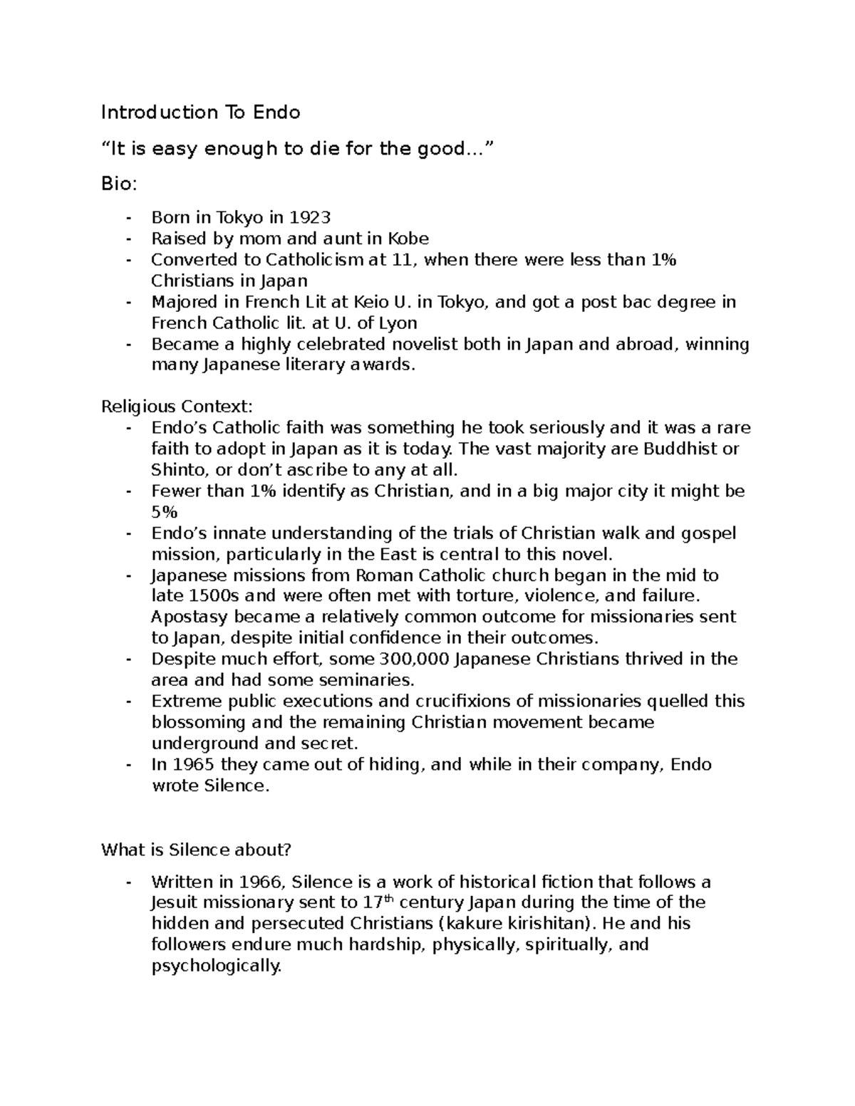 Introduction To Endo Silence Introduction To Endo “It is easy enough