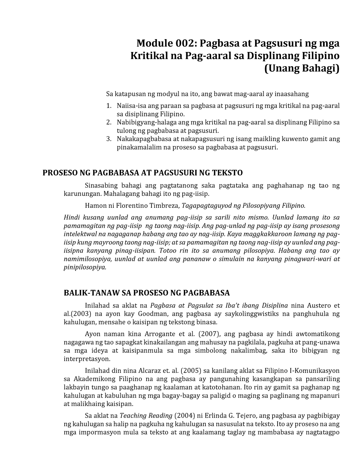 Week 2 - Pagbasa At Pagsusuri Ng Mga Kritikal Na Pag-aaral Sa ...