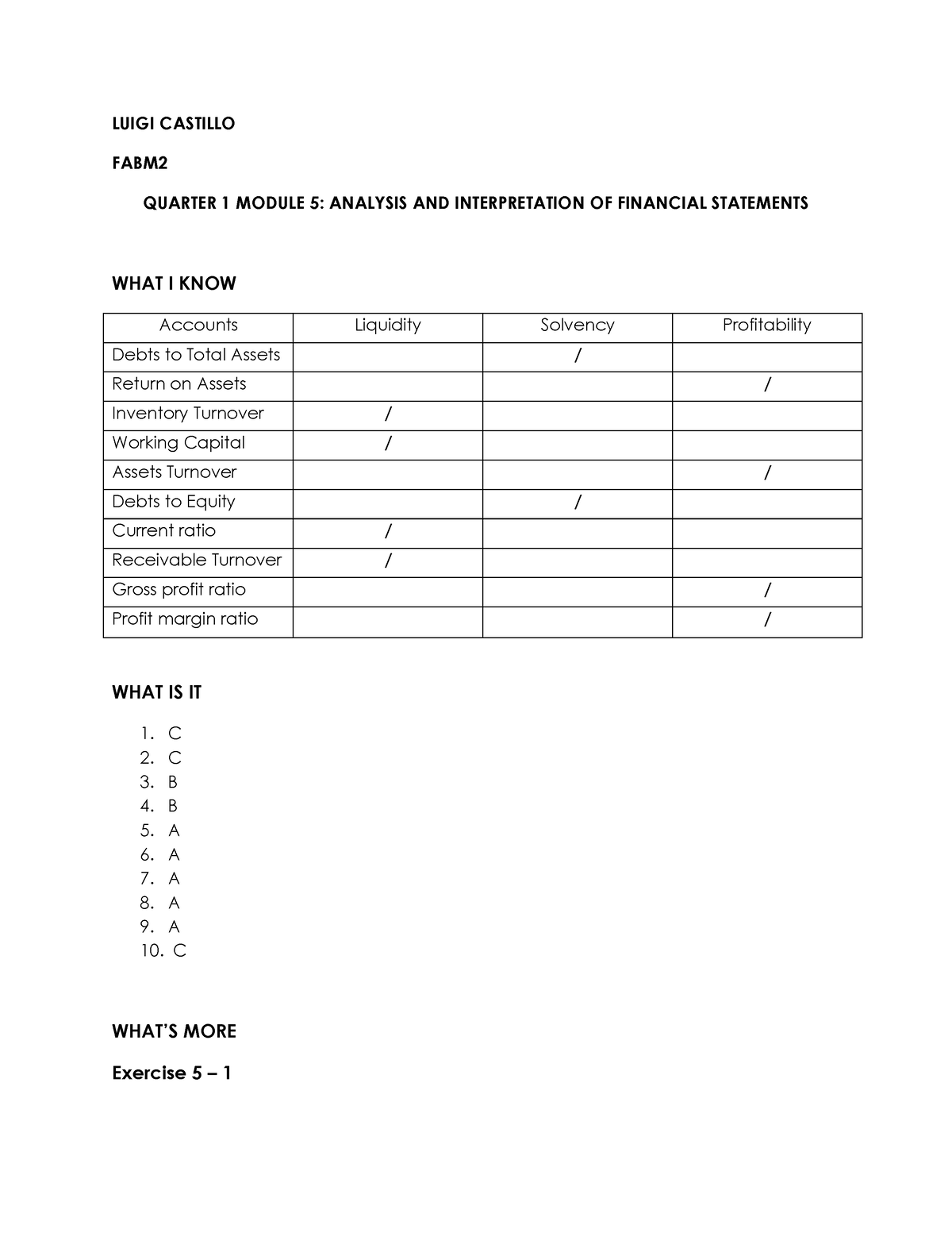 Quarter 1 Module 5 Analysis AND Interpretation OF Financial Statements ...