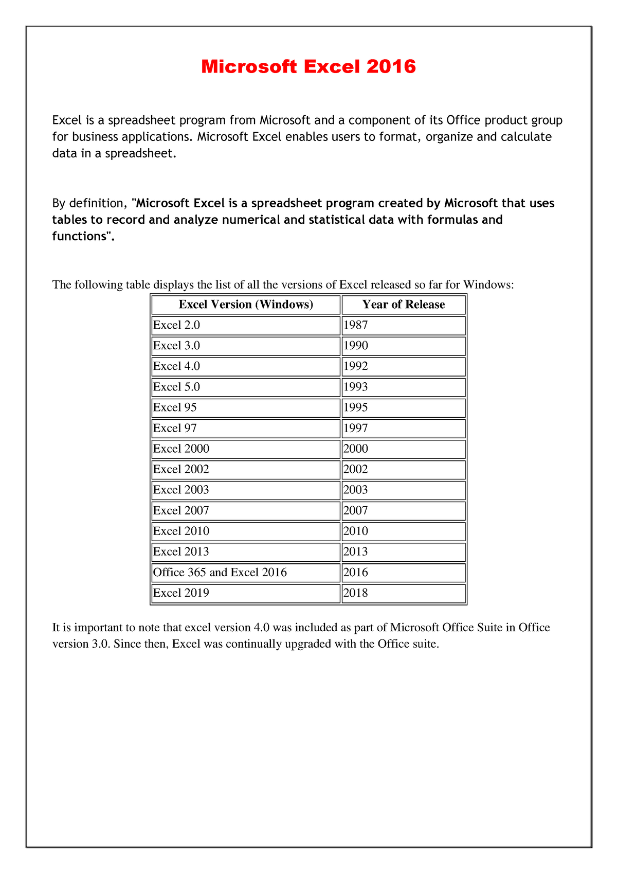 excel-notes-microsoft-excel-2016-excel-is-a-spreadsheet-program-from